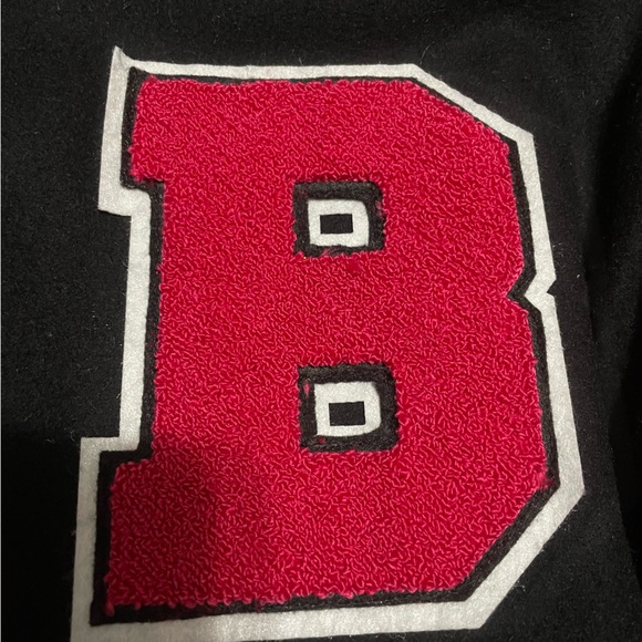 Couro Men's Varsity Baseball Letterman Bomber Wool pink Faux Leather Jacket L - Picture 9 of 10